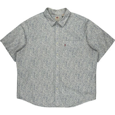 Levis Standard Floral Short Sleeve Shirt - 2XL - Blue Cotton