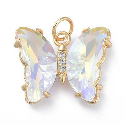 Brass Micro Pave Clear Cubic Zirconia Pendant
