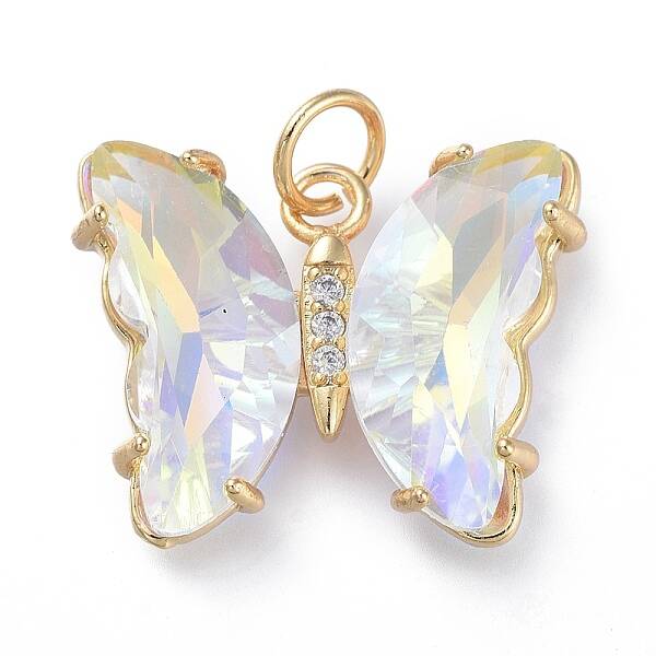 Brass Micro Pave Clear Cubic Zirconia Pendant