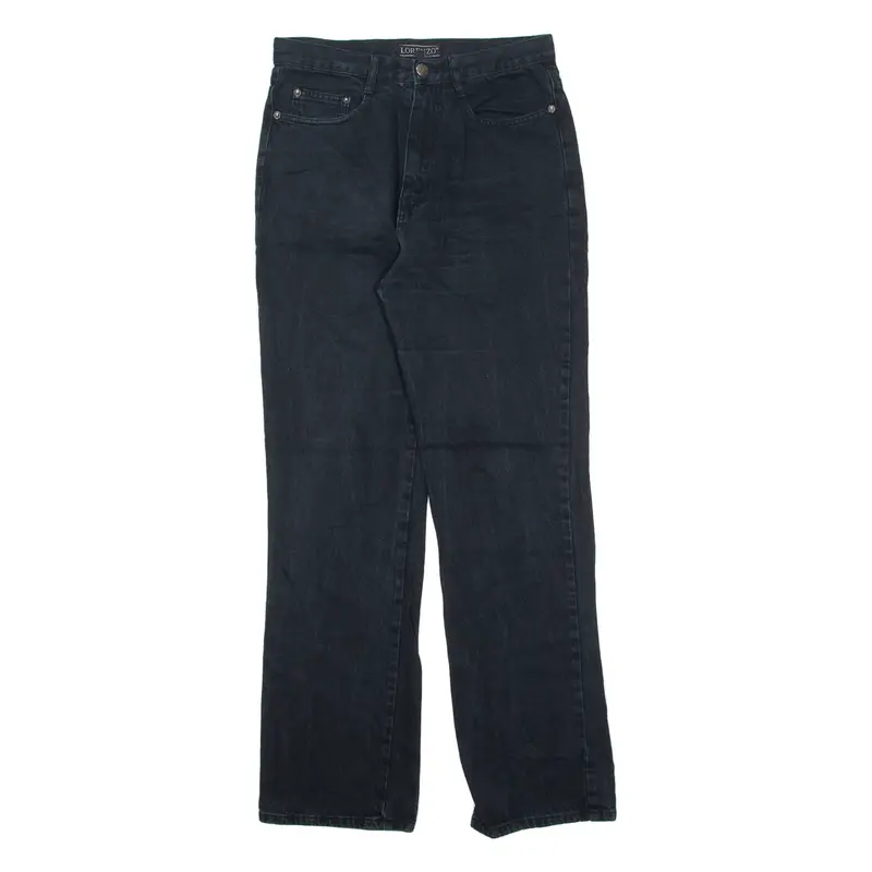 LORENZO Womens Jeans Black Regular Straight 90s W28 L30