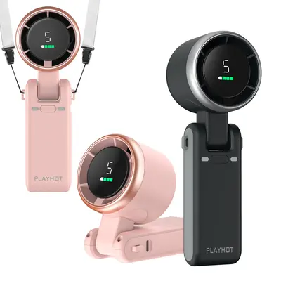 Earth Boutique Foldable Handheld Fan, Portable High Speed Rechargeable 4000mAh Mini Turbo Fan, Digital Display, 5 Speed Adjus...