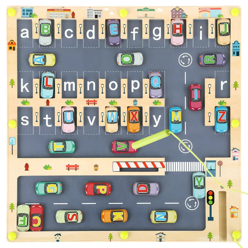 Magnetic Alphabet Maze Board,Montessori Wooden Letters Puzzles，Montessori Fine Motor Skills Toys for Girls Boys, Travel Toy...