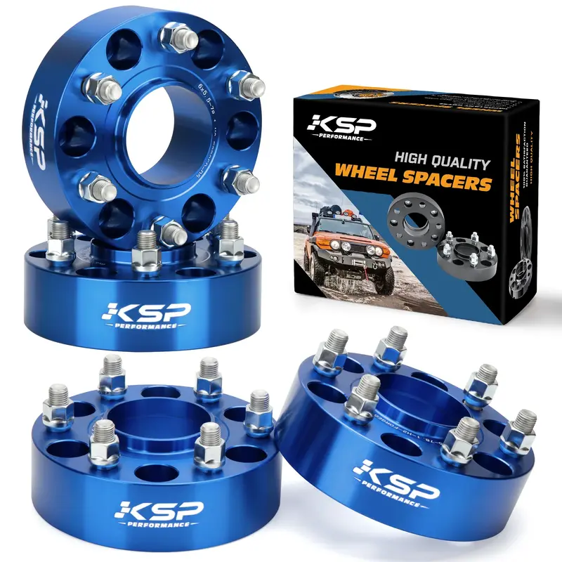 2 inches 1999+ Chevy Silverado GMC Sierra Cadillac 6X5.5 Wheel Spacers Hubcentric 4PCS - KSP Performance, Blue