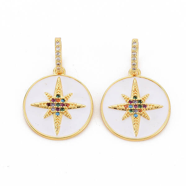 Brass Micro Pave Colorful Cubic Zirconia Pendants