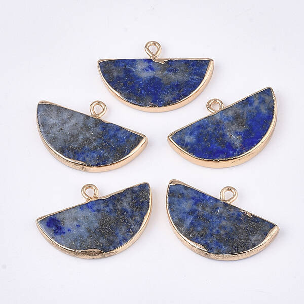 Electroplate Natural Lapis Lazuli Semi Circle Pendants