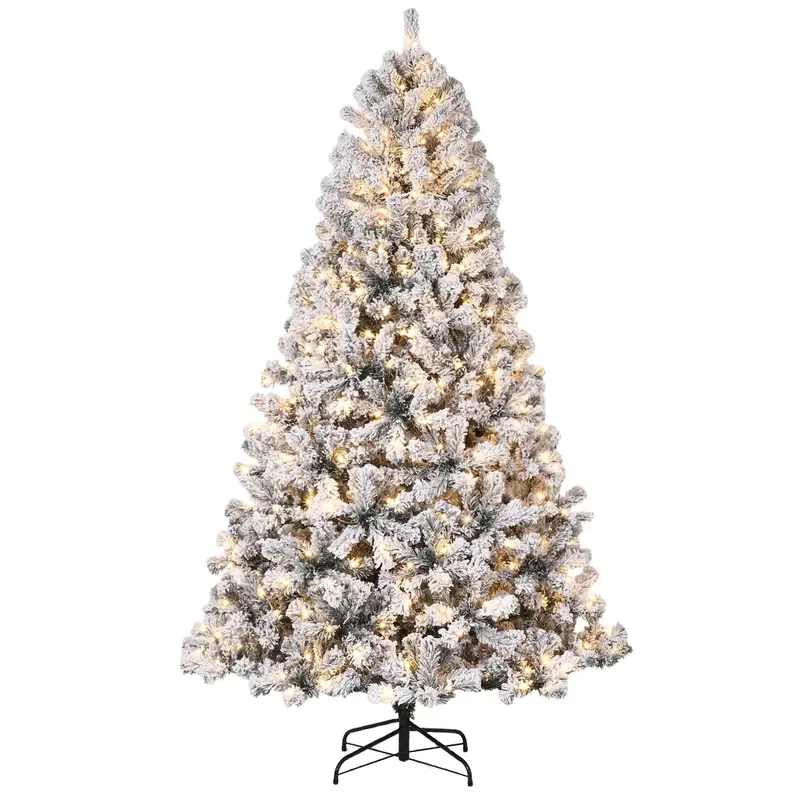Garvee 7.5FT Pre-Lit Artificial Christmas Tree, 450 Warm White Led Lights, Snow Flocked Full Prelighted Xmas Tree for Home Of...