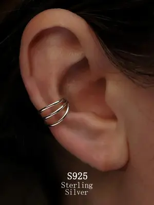 S925 Sterling Silver Layered Earring, 1 Count Fashionable Piercing Earrings for Women, Ear Cartilage Jewelry, Trendy All-matc...