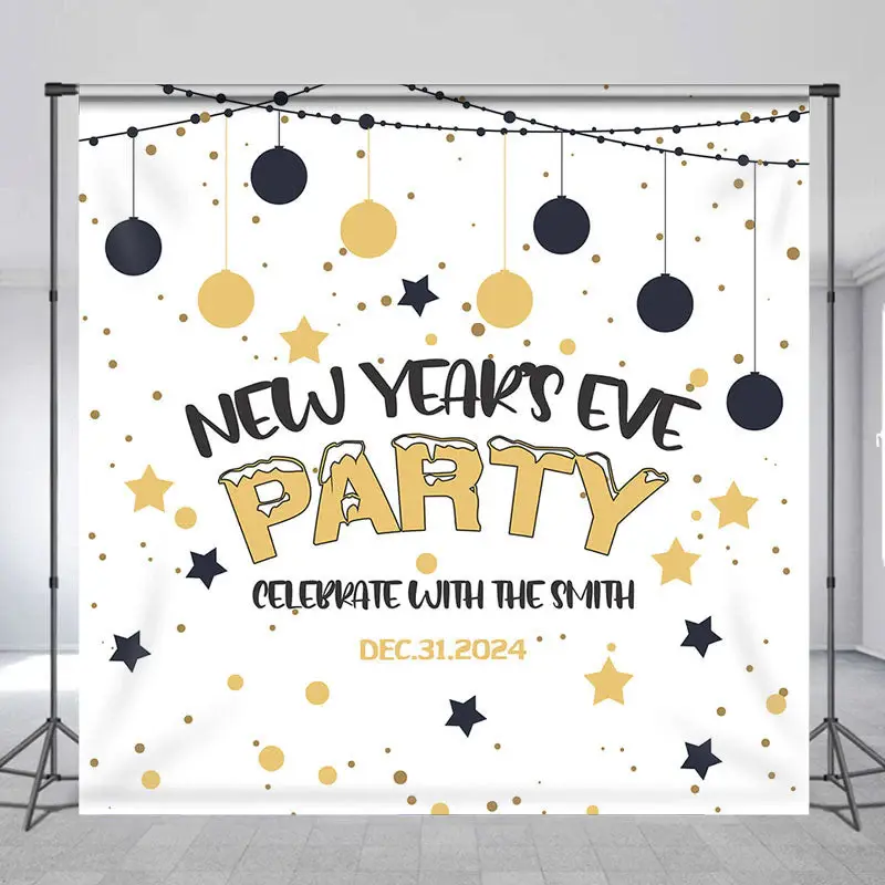 Customized Name Kids Party White New Year Backdrop - Aperturee