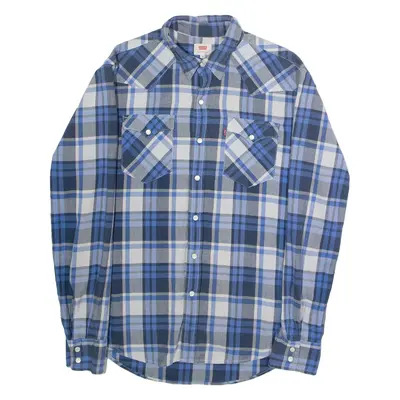 LEVI'S Western Mens Shirt Blue Check Long Sleeve M