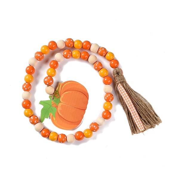 Thanksgiving Day Theme Wooden Beaded Pendant Decorations