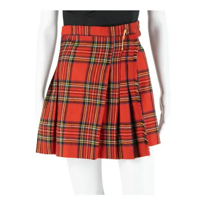 Kilt Short Pleated Skirt Red Check Womens XXS