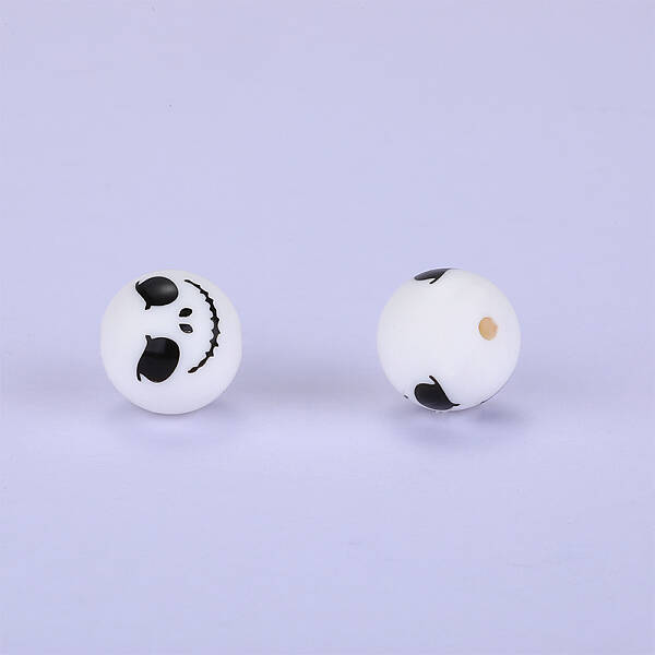 Printed Round with Ghost Pattern Silicone Focal Beads