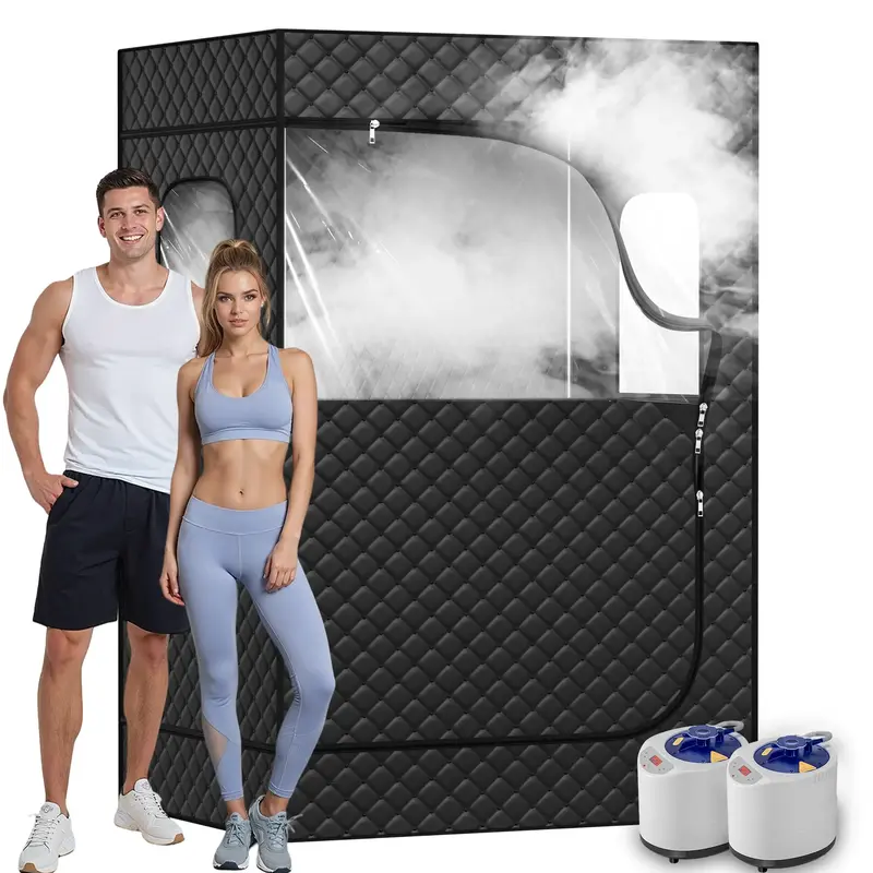 2 Person Portable Steam Sauna for Home, 1 or 2 Person Full Body Sauna Tent with 2 Foldable Chairs,9 Levels of Sauna Box with ...