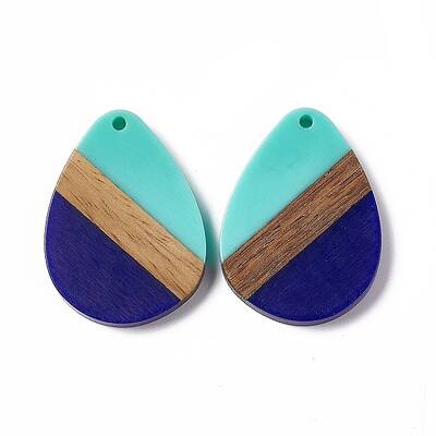 Opaque Resin & Walnut Wood Pendants
