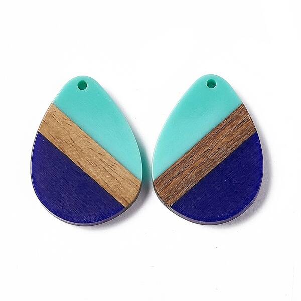 Opaque Resin & Walnut Wood Pendants