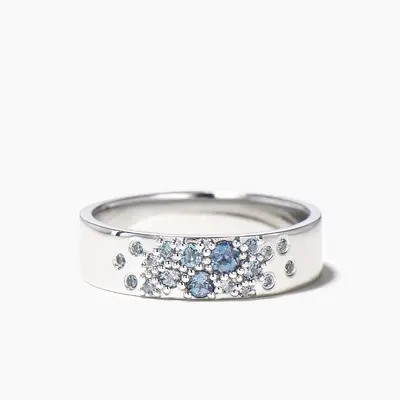 6mm Round Cut Color-change Alexandrite Mens Cluster Wedding Band