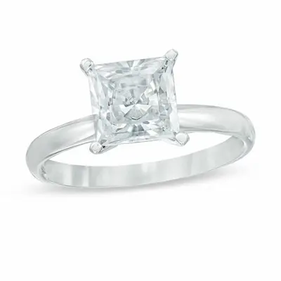 14K White Gold 0.5 to 3 CT Princess Cut Lab Created Diamond Engagement Band D Color VVS1 Clarity 3EX IGI Certified