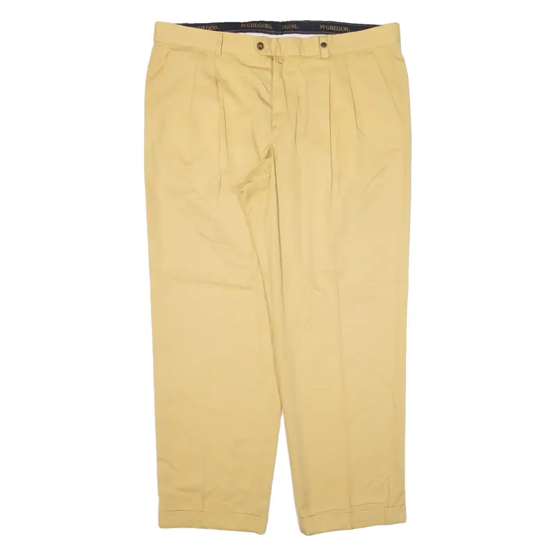 MCGREGOR Pleated Mens Trousers Yellow Regular Straight W40 L29