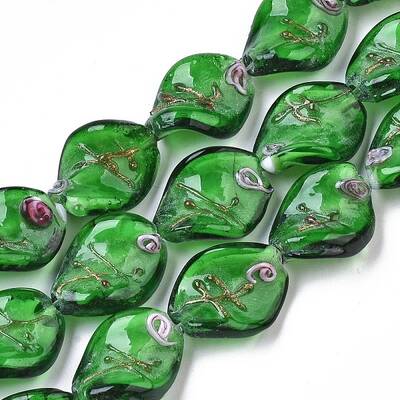 Handmade Gold Sand Lampwork Beads
