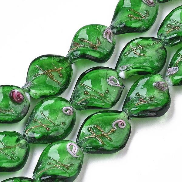 Handmade Gold Sand Lampwork Beads