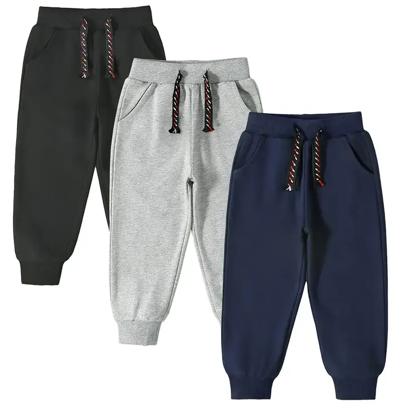 Kids Boys Pants Sweatpants 3 Pack Pull On Cotton Jogger Outfits Clothes Black/Navy/Grey