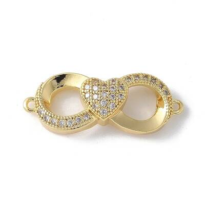 Brass Micro Pave Clear Cubic Zirconia Connector Charms
