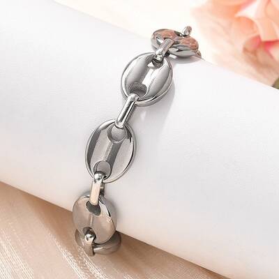 304 Stainless Steel Oval Link Chains Bracelets for Men & Women