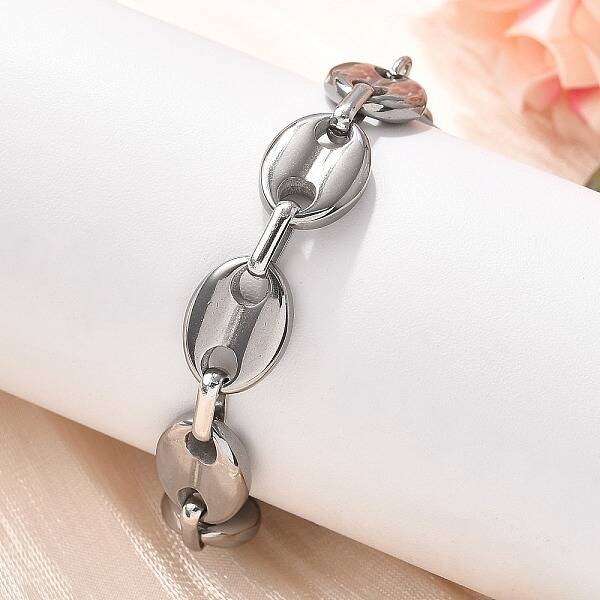 304 Stainless Steel Oval Link Chains Bracelets for Men & Women