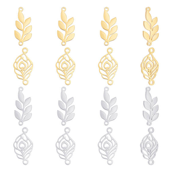 16Pcs 4 Style 201 Stainless Steel Links