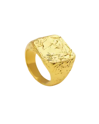 18K Gold Statement Ring - Textured