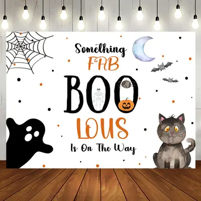 Aperturee Frb Boo Lous White Halloween Baby Shower Backdrop - Aperturee