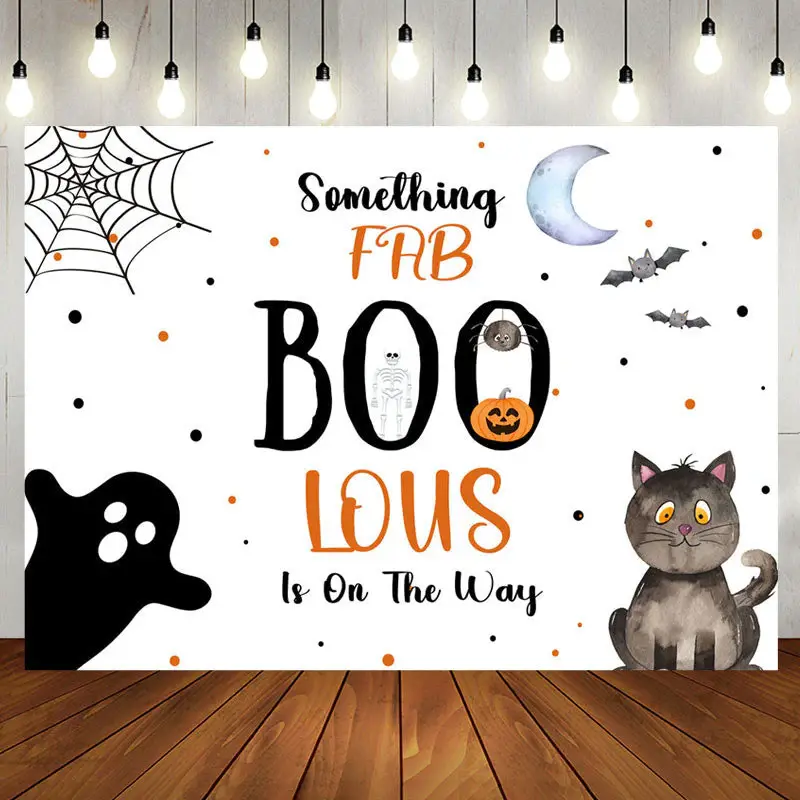 Aperturee Frb Boo Lous White Halloween Baby Shower Backdrop - Aperturee