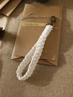 1 Piece Solid Color Handmade Rope Keychain, Personalized Niche Wrist Strap Keychain, Creative Keychain For Men & Women