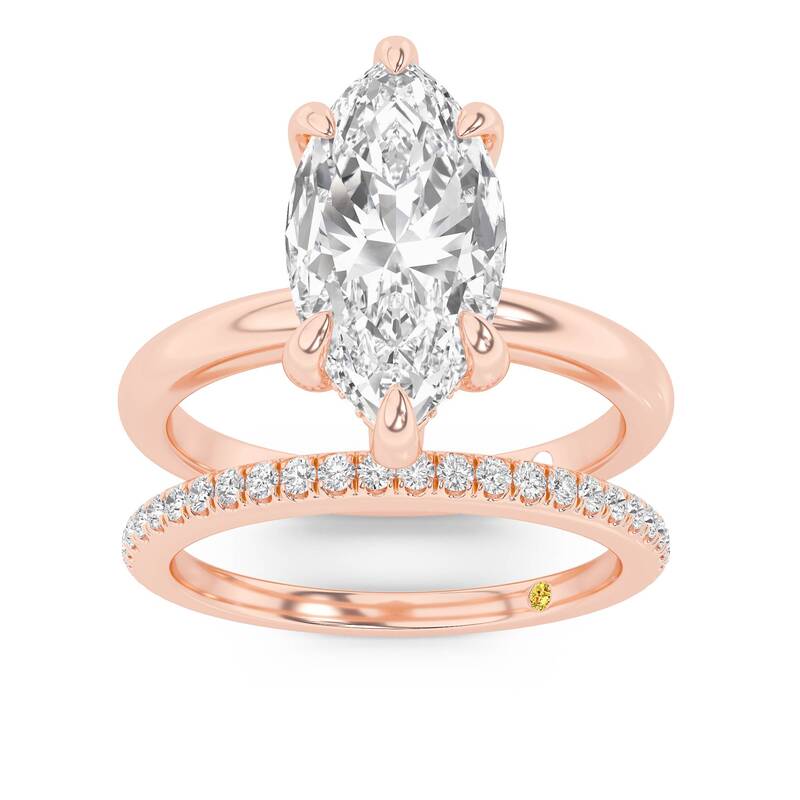 Fez Lab Grown Marquise Diamond Engagement Ring with the BonBon Wedding Band | 10K Rose Gold 1 1/3 ct. tw.