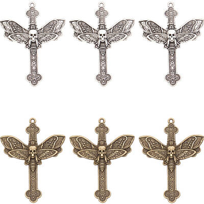 40Pcs 2 Colors Tibetan Style Alloy Big Pendants