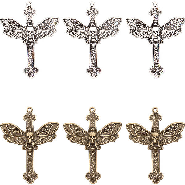 40Pcs 2 Colors Tibetan Style Alloy Big Pendants