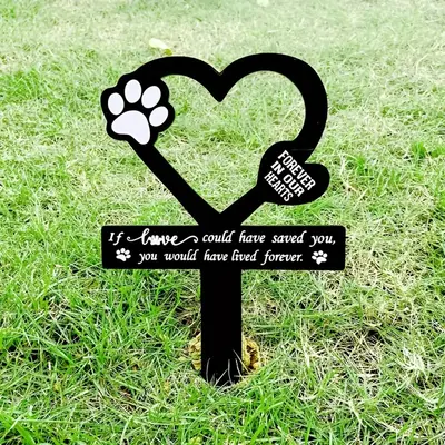 Heart & Paw Design Pet Memorial Stake, Durable Grave Marker, Waterproof Pet Memorial Pile for Garden and Cemetery