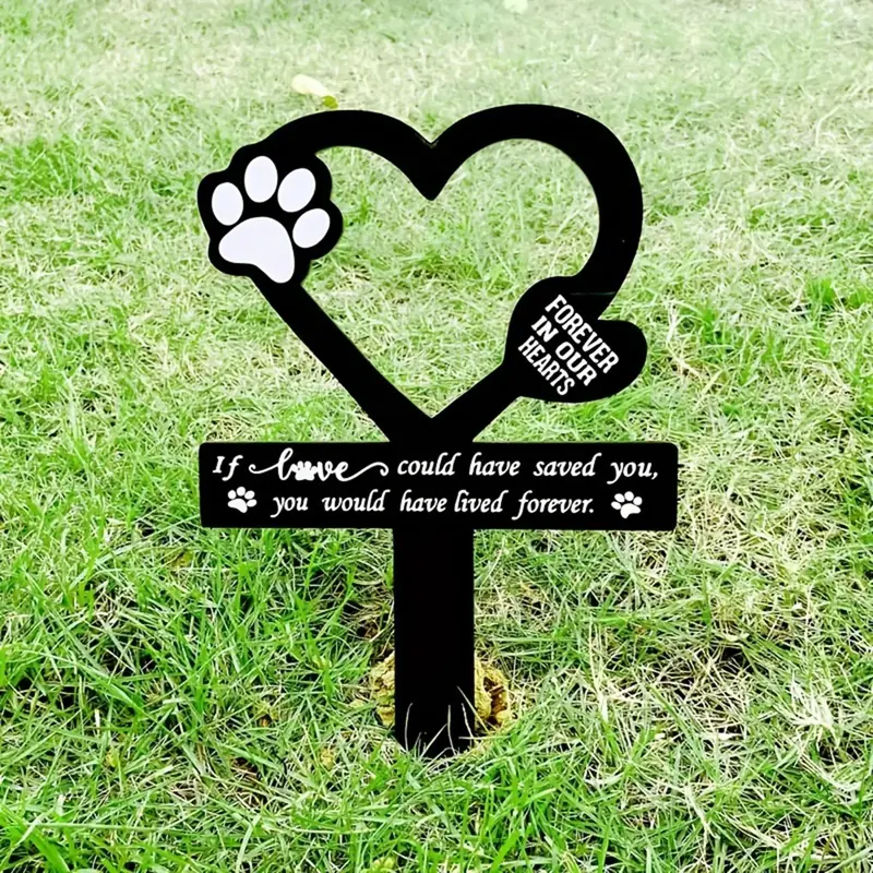 Heart & Paw Design Pet Memorial Stake, Durable Grave Marker, Waterproof Pet Memorial Pile for Garden and Cemetery
