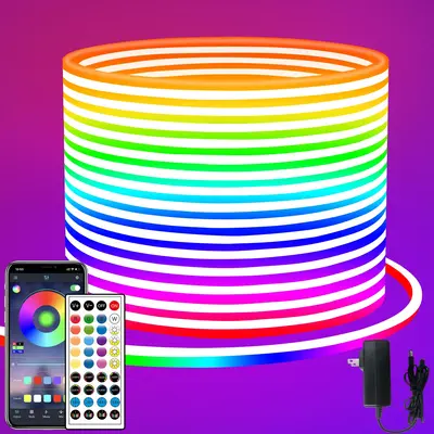 Neon Rope Lights,Flexible Led Rope Lights Control with App/Remote,Multiple Modes Rope Lights,IP65 Outdoor RGB Led Neon Lights...