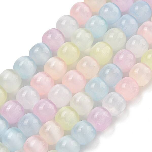 Macaron Color Natural Selenite Beads Strands