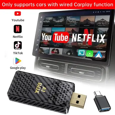 ăYurnlvăMini Al Box -Streaming Netflix/Youtube/Tiktok/Google Play to your car! 3 in 1 Wireless CarPlay and Android Auto A...