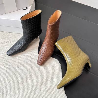 CHIKO Aadi Pointy Toe Kitten Heels Ankle Boots