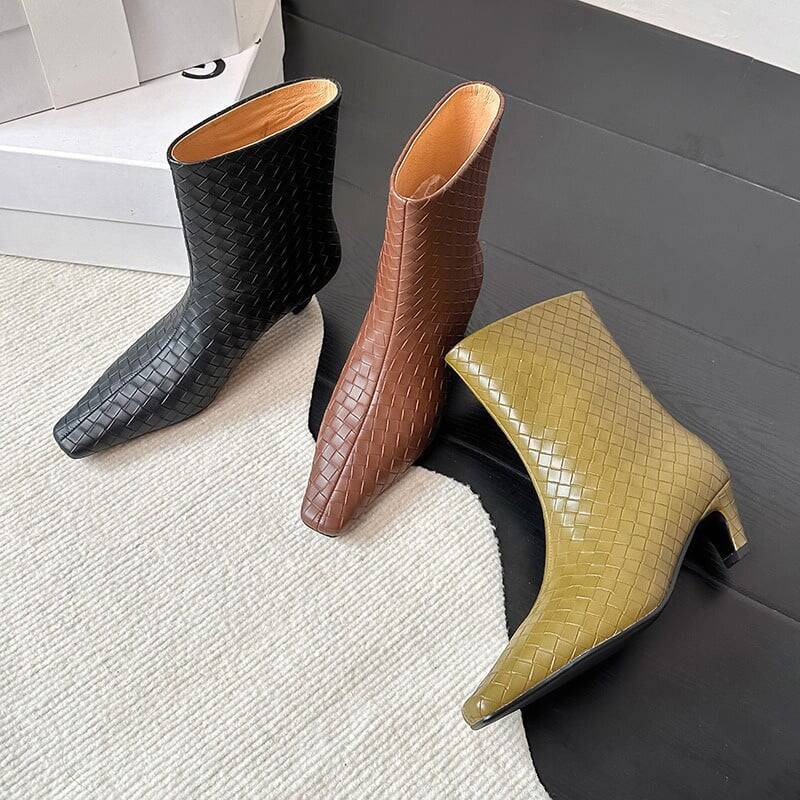 CHIKO Aadi Pointy Toe Kitten Heels Ankle Boots