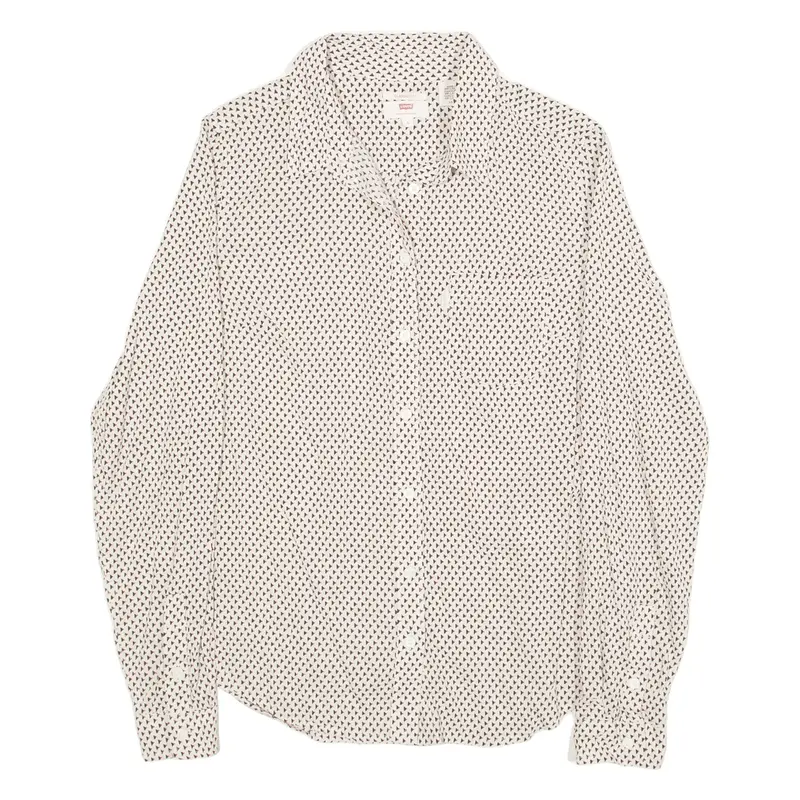 LEVI'S Shirt Beige Geometric Long Sleeve Womens S