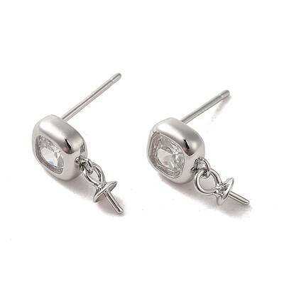 Anti-Tarnish 925 Sterling Silver Stud with Cubic Zirconia Earrings Findings
