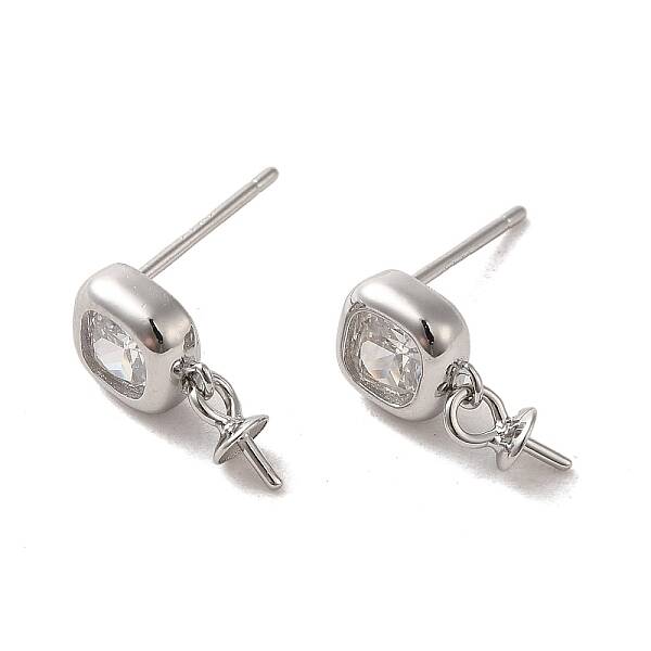 Anti-Tarnish 925 Sterling Silver Stud with Cubic Zirconia Earrings Findings