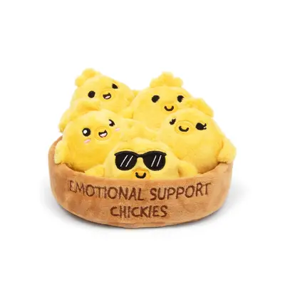 Emotional Support Chickies - 5 Squishy Plush Toys in Basket | Cute Gift for All Ages
