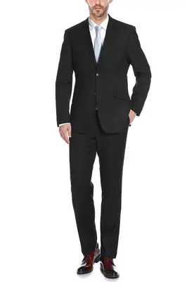 Black Slim Fit Men's Suit - Two Button Hack Pocket Style