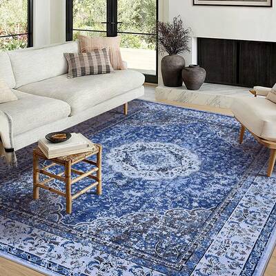 Garvee Area Rug | Rugs for Living Room | Washable – 9x12 Boho Vintage Floral Area Rugs, Soft Faux Lamb Velvet Rug & TPR Non...