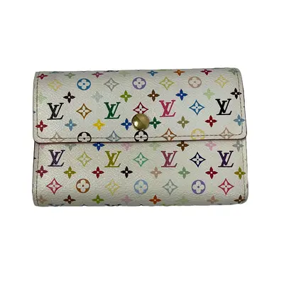 Pre-owned Louis Vuitton Canvas small leather goods Alexandra Wallet Murakami Multicolor White
